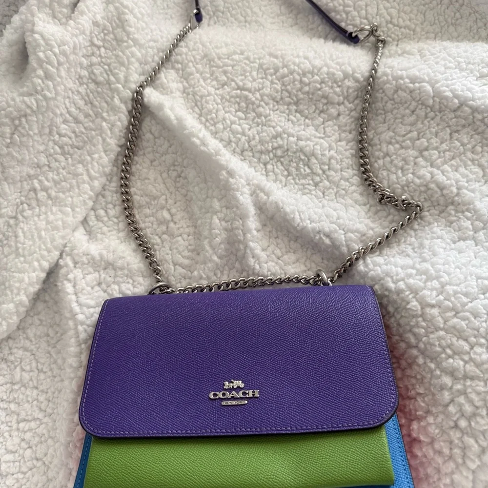 Coach Colorblock Klare Crossbody in green and purple - Picture 3 of 9